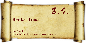 Bretz Irma névjegykártya